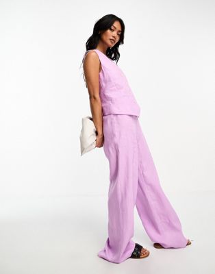 Mango pleat front tailored trouser co-ord in pink