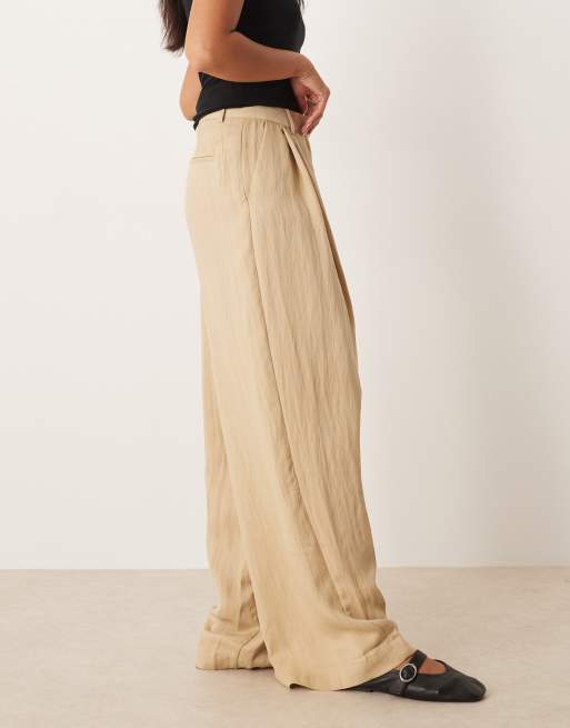 Mango pleat front tailored trouser in beige, 2 of 5