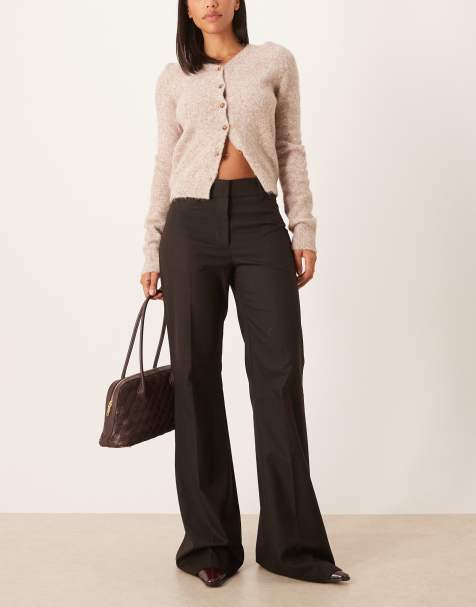 Mango pleat front tailored trouser in chocolate - view 1