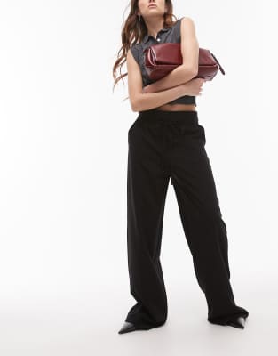 Mango Pleat Front Tie Waist Tailored Pants In Black