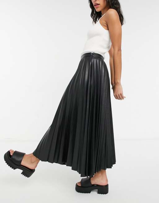 Asos faux leather outlet pleated skirt