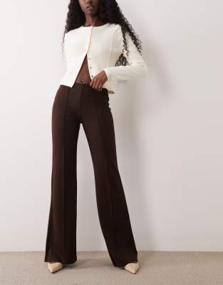 Mango Pleated Front Flared Pants In Brown