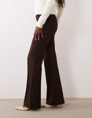 Mango Pleated Front Flared Pants In Brown