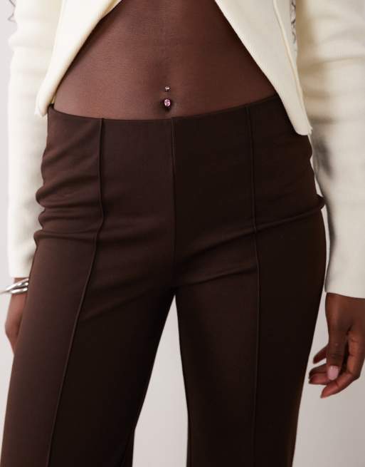 Mango pleated front flared pants in brown, 3 of 5