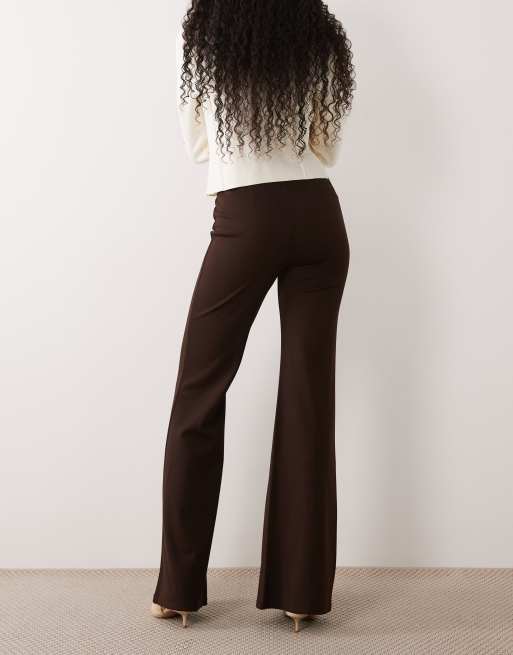 Mango pleated front flared pants in brown, 4 of 5