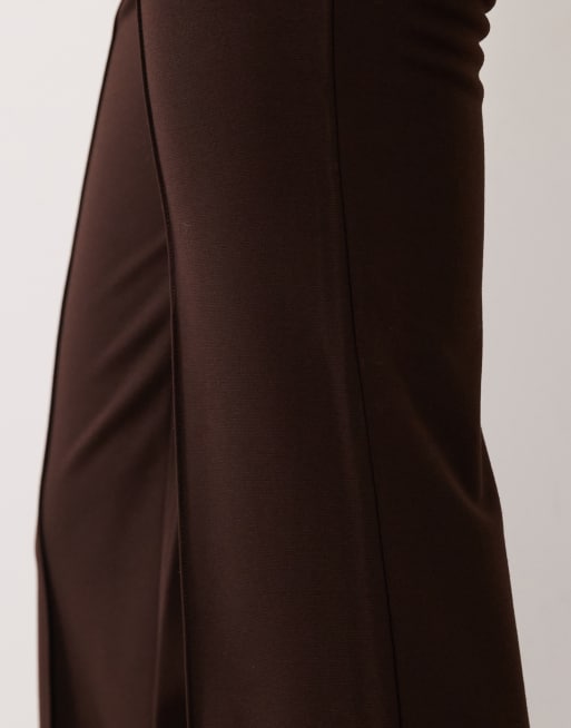 Mango pleated front flared pants in brown, 5 of 5