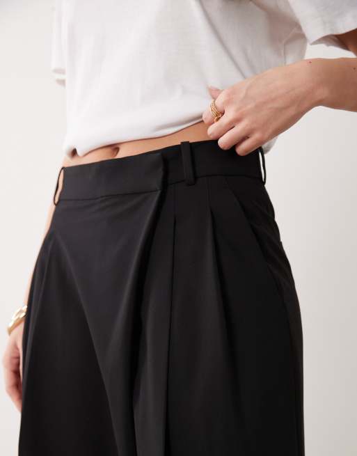 Mango pleated front relaxed tailored pants in black, 4 of 5