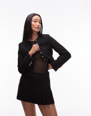 Mango Pleated Mini Skirt In Black