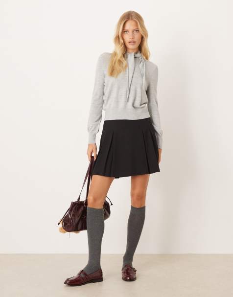 Mango pleated mini skirt in black - view 1