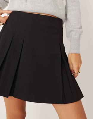 Mango Pleated Mini Skirt In Black