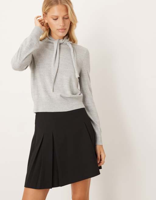 Mango pleated mini skirt in black