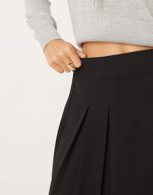 Mango pleated mini skirt in black