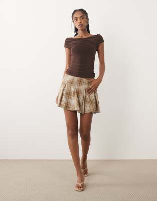 Mango Pleated Mini Skirt In Multi