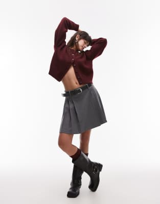 Mango Pleated Mini Skirt In Gray