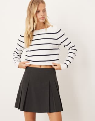 Mango Pleated Mini Skirt In Gray