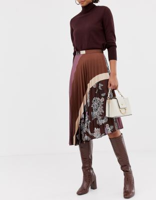 Mango pleated paisley print skirt | ASOS