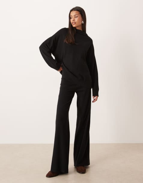 Mango - Plegamm - Ensemble avec pantalon et sweat en maille à col montant - Noir - view 1