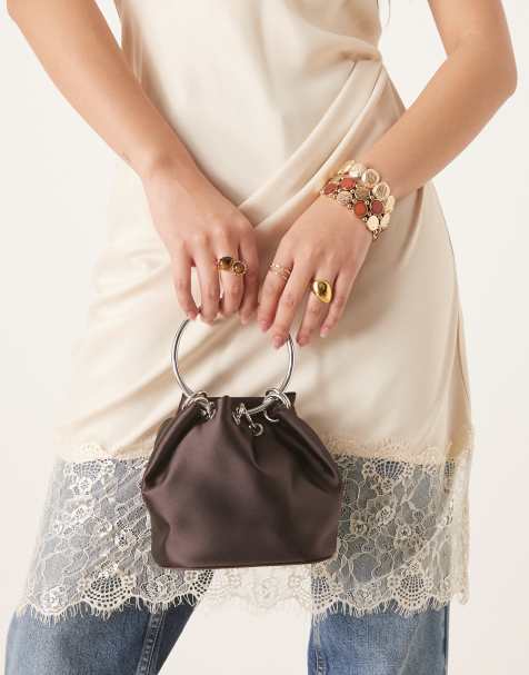 Mango - Pochette color cioccolato con manico a bracciale rigido - view 1