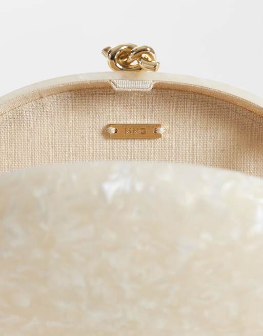 Mango - Pochette ovale con catenina rimovibile color perla, 3 di 4