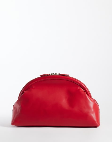 Mango pochette oversize en cuir rouge - view 1