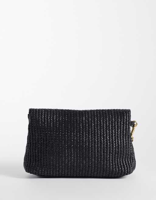 Mango - Pochette souple aspect raphia - Noir, 4 de 4