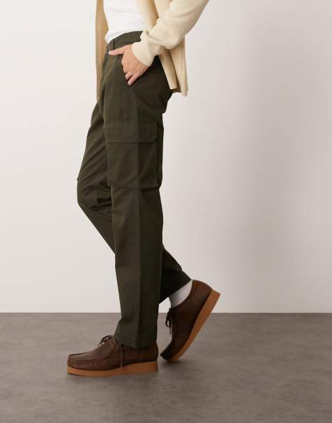 Mango pocket detail straight leg cargo trouser in brown - view 1