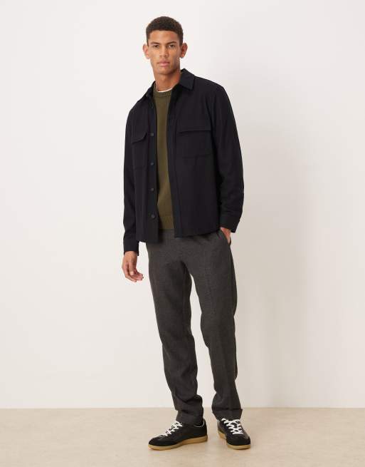 Mango pocket detail wool mix jacket in navy, 2 of 5