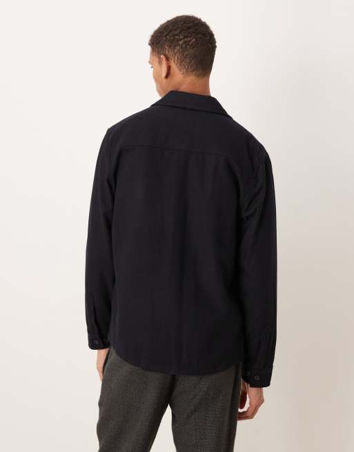 Mango pocket detail wool mix jacket in navy, 3 of 5