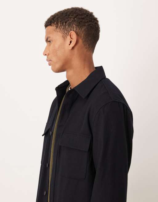 Mango pocket detail wool mix jacket in navy, 4 of 5