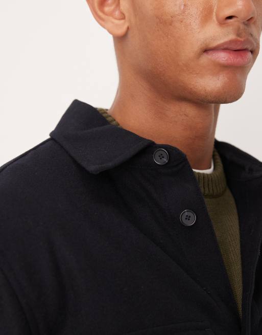 Mango pocket detail wool mix jacket in navy, 5 of 5