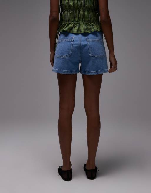 Mango pocket front slim denim shorts in light blue ASOS