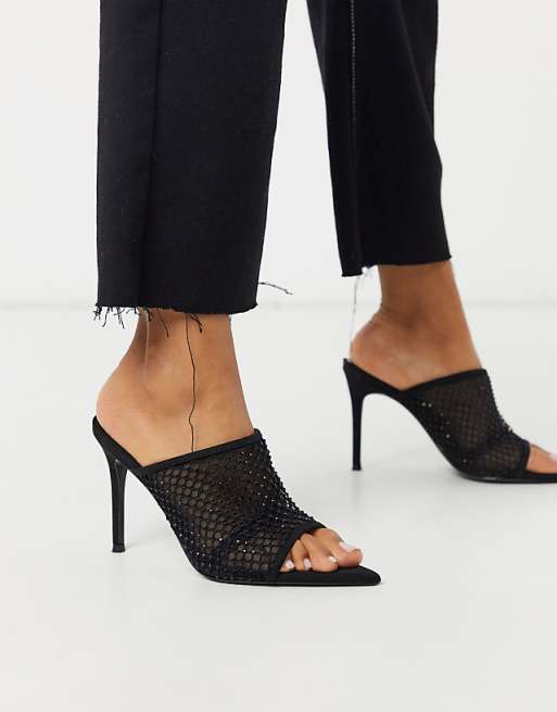 Mango point toe heeled mules in black | ASOS