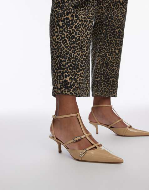 Mango pointed buckle heel in beige - view 1