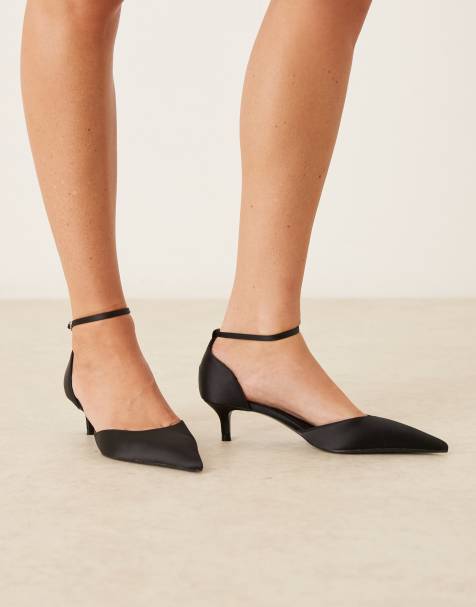 Mango pointed closed back heeled shoe in black - view 1