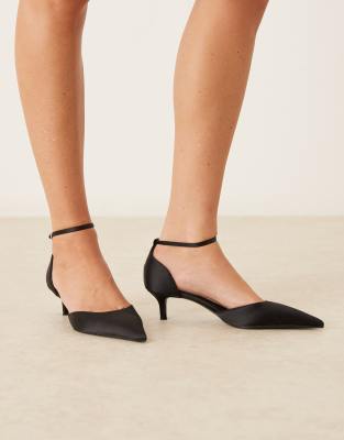 Mango Pointed Closed Back Heeled Shoes In Black