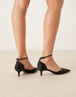 Mango Pointed Closed Back Heeled Shoes In Black