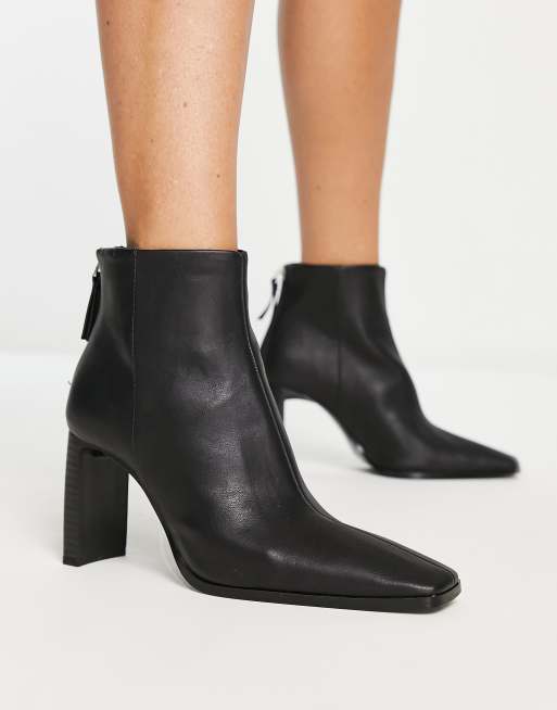 Black pointed heeled ankle hot sale boots