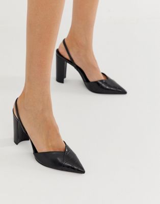 Mango pointed heeled shoe in black | ASOS