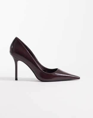 Mango Pointed Heels In Burgundy