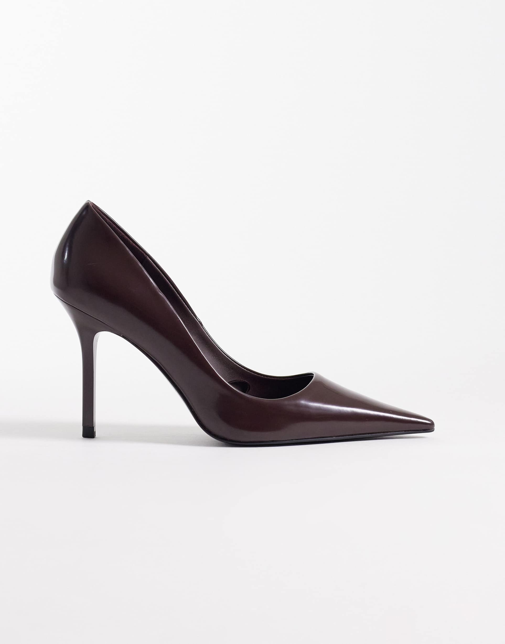 mango pointed heels in burgundy