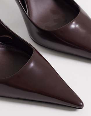 Mango Pointed Heels In Burgundy