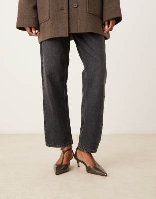Mango Pointed Kitten Heel Shoes In Brown