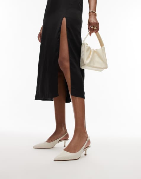 Mango pointed kitten heel shoes in cream - view 1