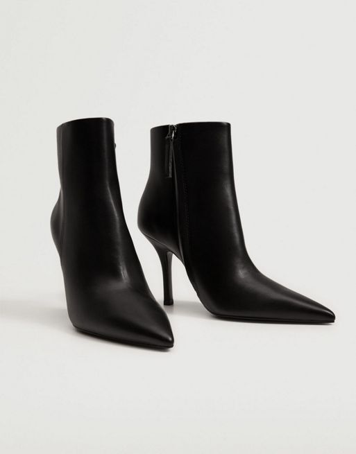 Mango pointed skinny heeled ankle boots in black | ASOS