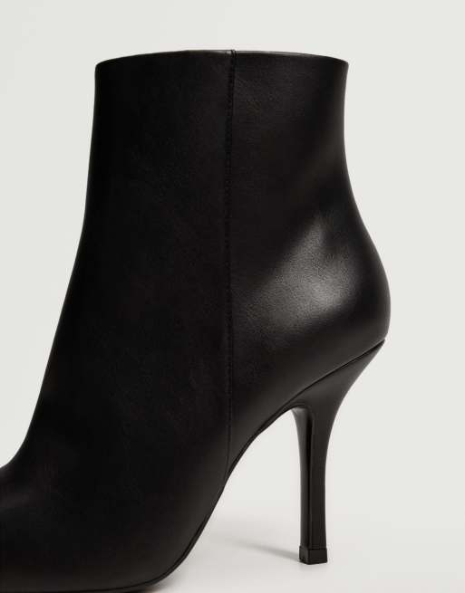 Mango pointed skinny heeled ankle boots in black ASOS