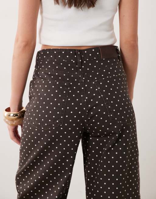 Mango Polka 100% cotton straight jean in brown and white polka dot, 5 of 5