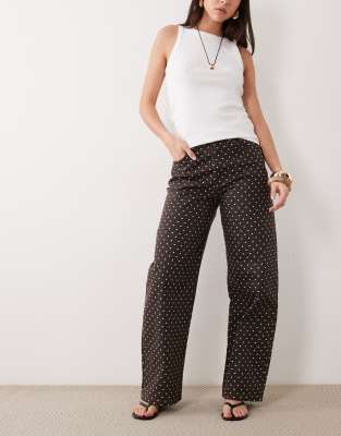 Mango Polka 100% Cotton Straight Jeans In Brown