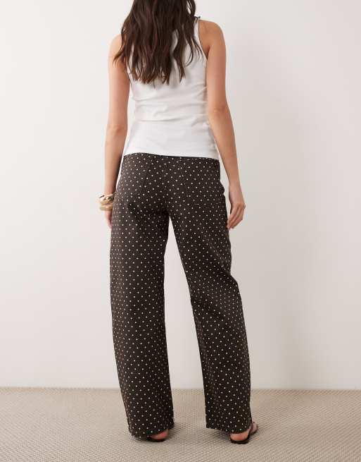 Mango Polka 100% cotton straight jeans in brown and white polka dots, 3 of 5