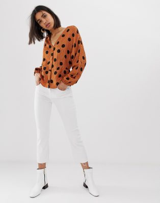 orange polka dot shirt