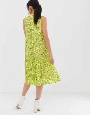 mango yellow polka dot dress